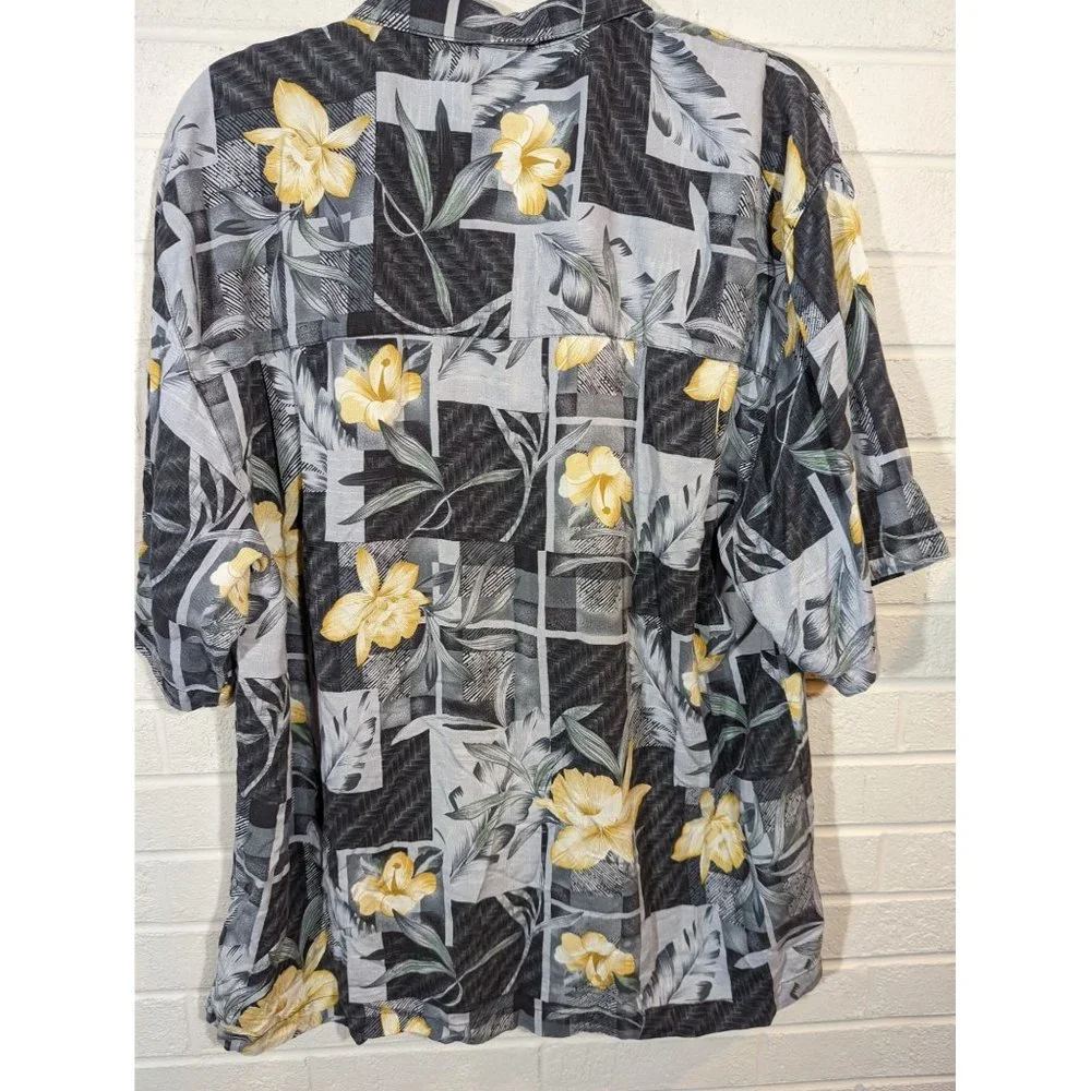 Bermuda Bay 100% Silk Button Down Floral‎ Shirt Men's Size XL